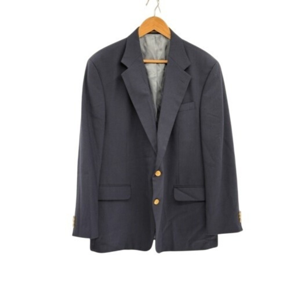 Stafford Blazer Sport Coat Men 44R Navy Blue Gold Buttons Wool